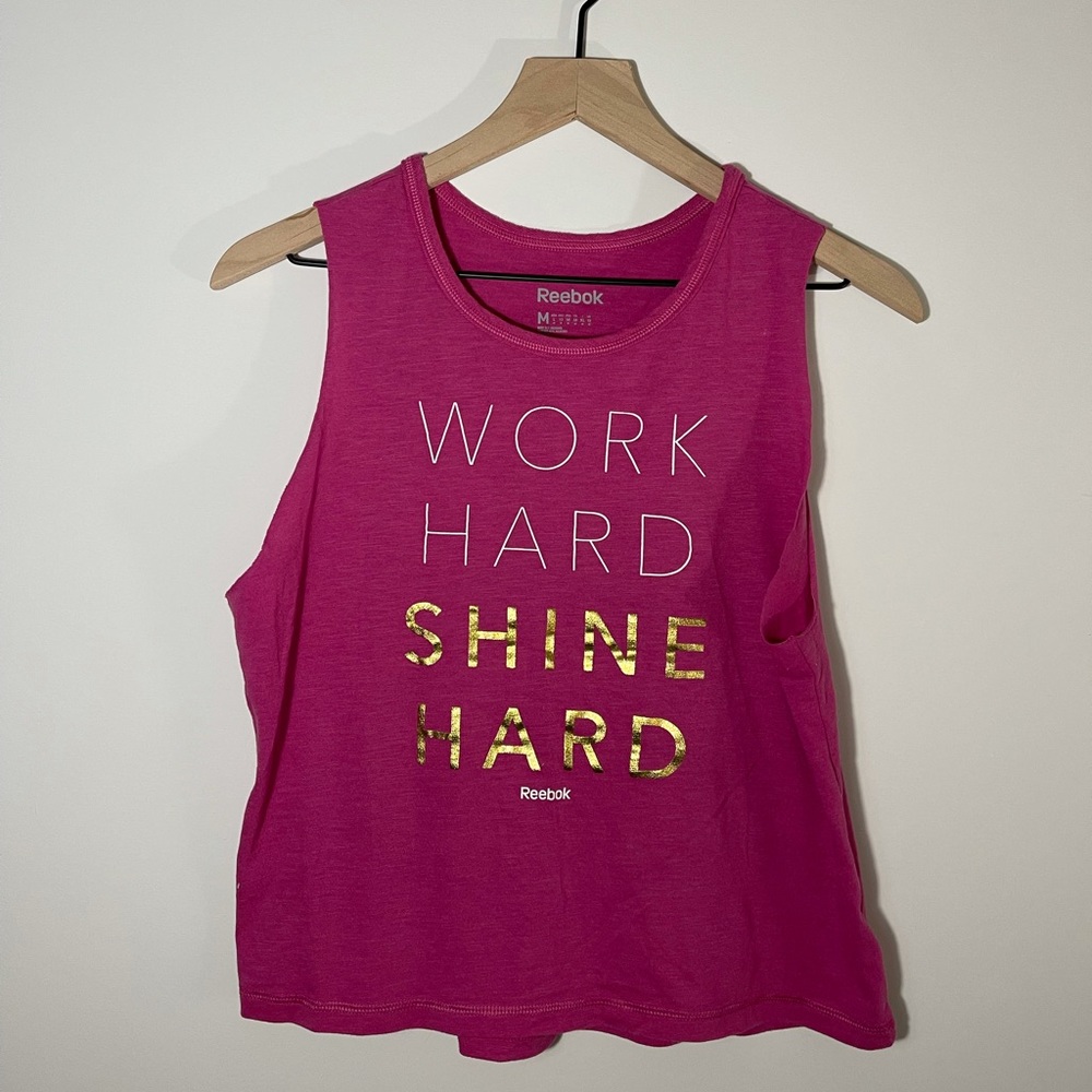 Reebok Word Hard Shine Hard Tank // Pink